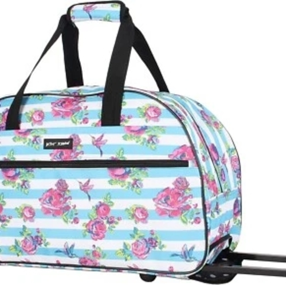 Betsey Johnson Floral Striped Travel Bag - Blue and Pink - Picture 6 of 6